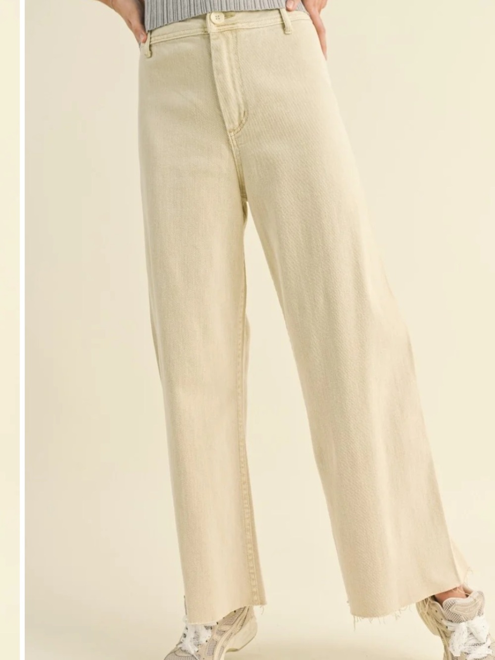 Beige Wide-Leg Women’s Denim Pants